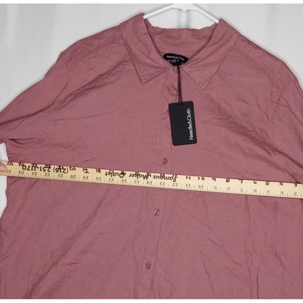 Needle & Cloth Button Shirt Women 20 XXL Pink Long Sleeve Linen Rayon Coastal - Picture 4 of 9